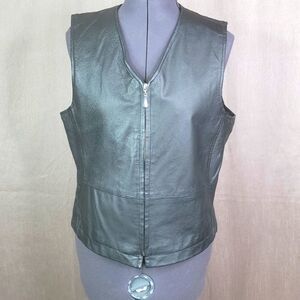 SOLUTIONS NEW YORK Women's Black Leather Vest‎ Medium